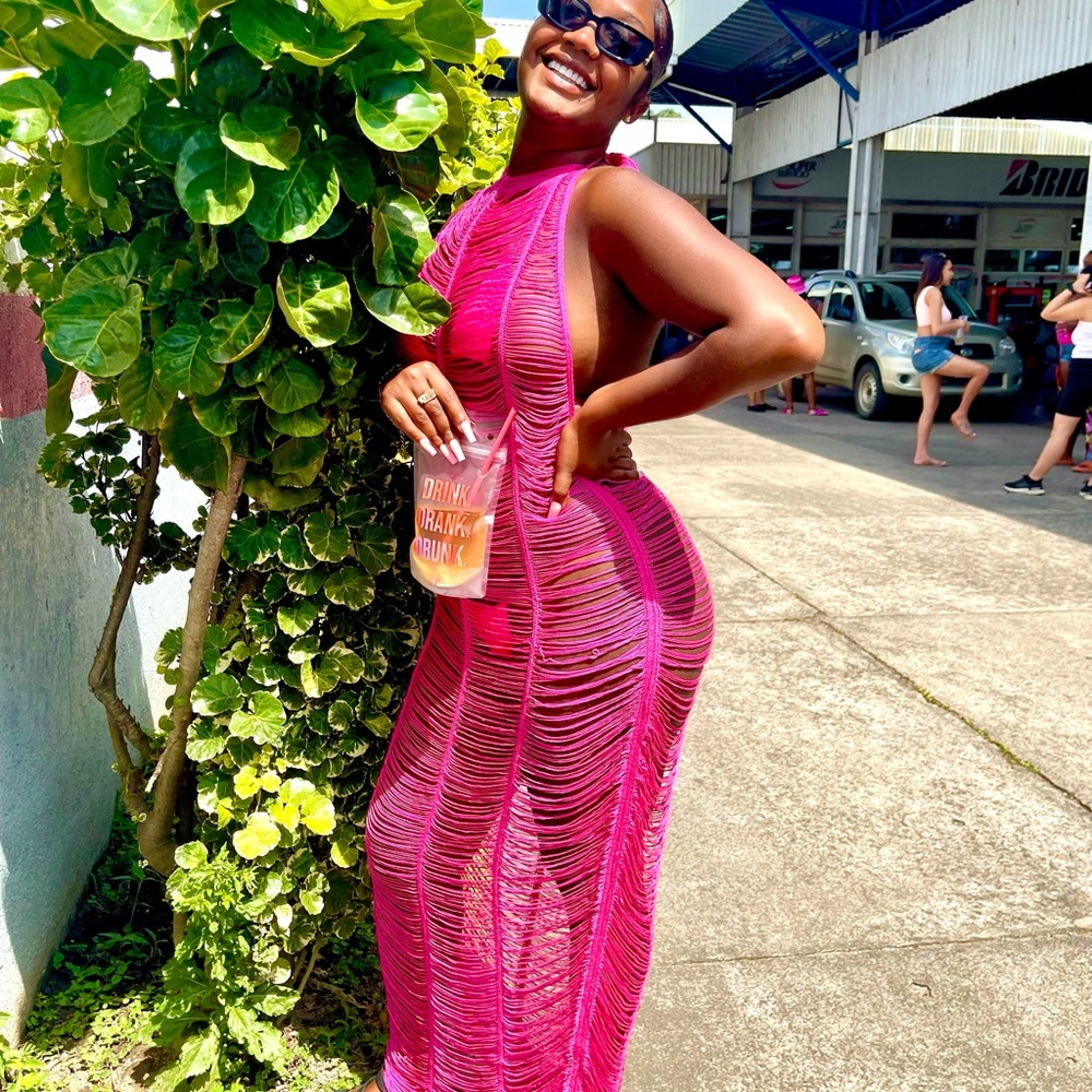 Tie up Pink bathing suite cover